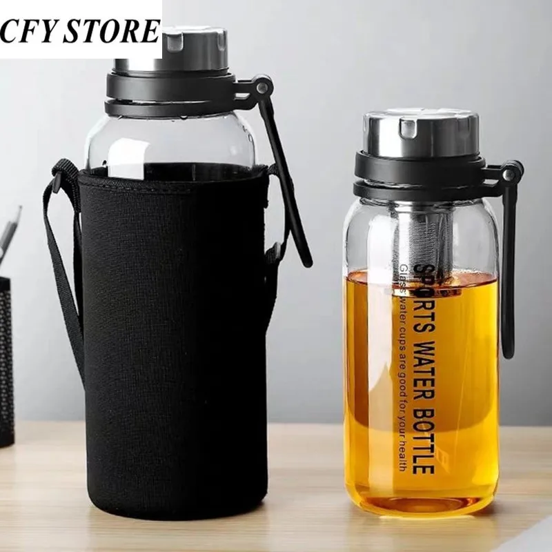 

1/2L Large Capacity Portable Glass Tea Cup with Tea Infuser Outdoor Bike Sports Bottle with Rope Office Home Drinking Drinkware