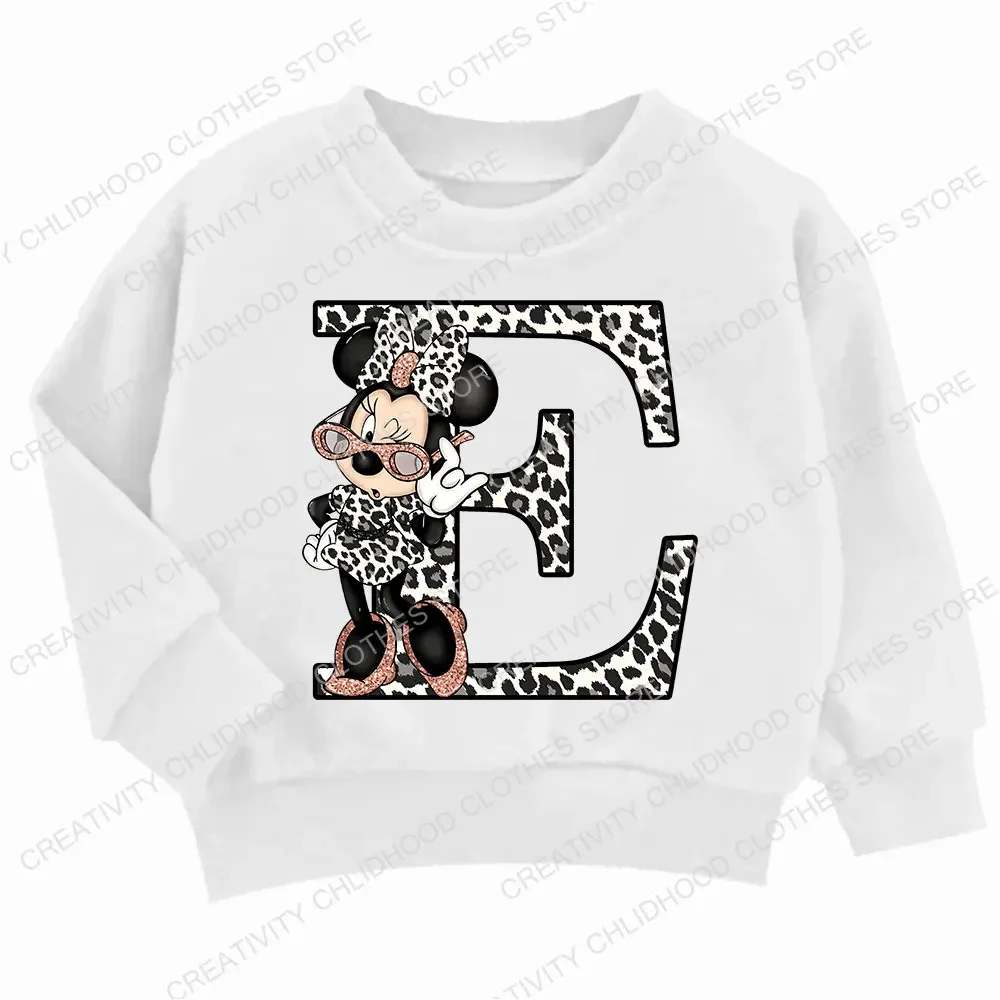 Детская толстовка с капюшоном Disney Minnie Letter A B C D детская повседневная одежда