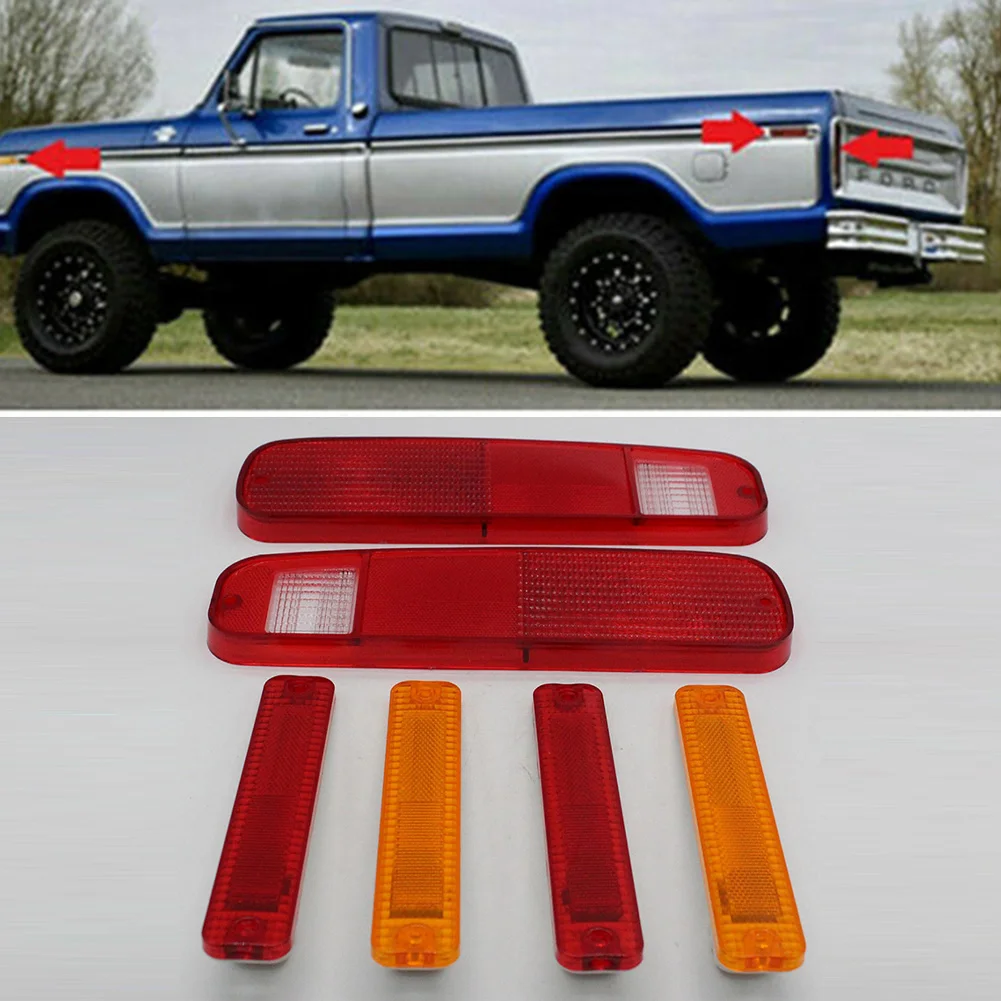 

For FORD F-150 F150 F250 Truck 78-79 Bronco Tail Light And Side Fender Kit 6PCS Red Right & Left Tail Light Lens