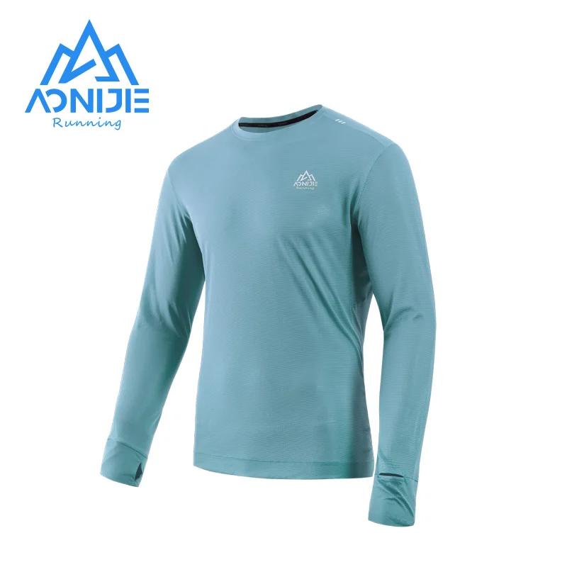 AONIJIE FM5127 Man Male Quick Drying Running T-shirt Shirts Long Sleeves With Finger Hole Spring Autumn For Training Marathon