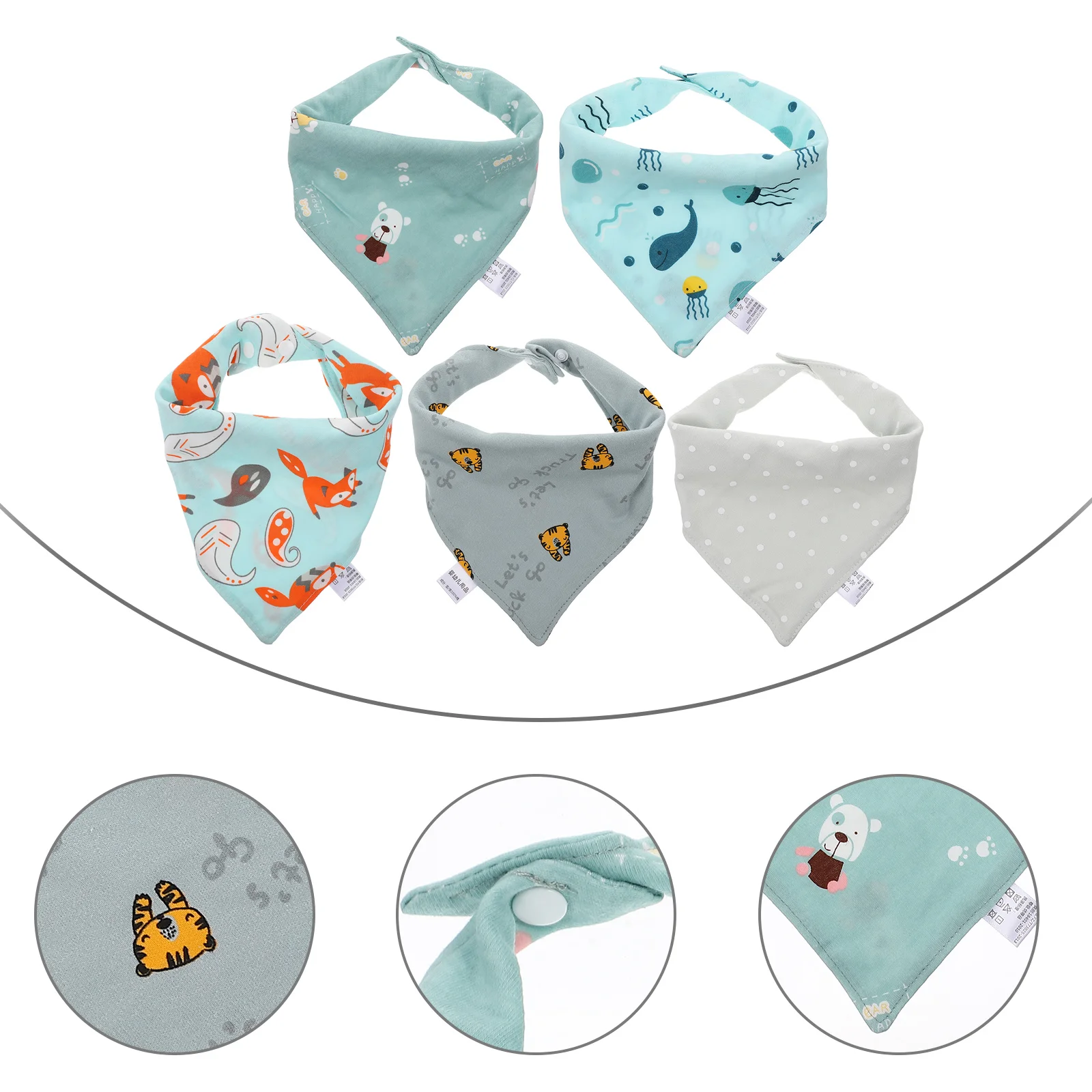 

5Pcs Double-Layer Cotton Baby Bibs Dribble Bibs for Drooling Teething Eating