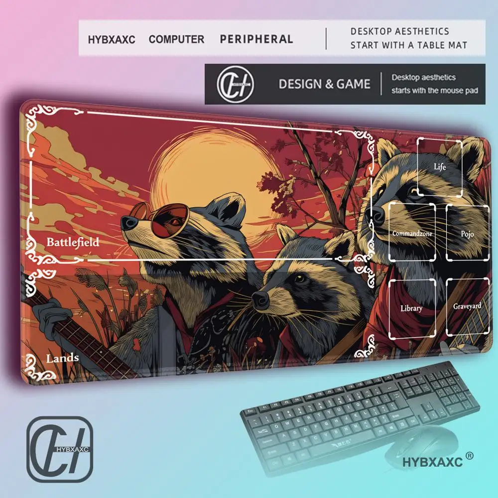 Фото Игровой коврик HYBXAXC Funny Raccoon Musician MTG для карточных игр, нескользящий, прочный, для командных игр, для настольных игр TCG №2