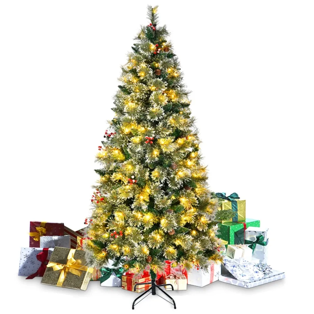 

6.5ft Prelit Christmas Tree Snowy Branches Xmas Tree With 200 Warm White Lights Christmas Decorations 2023 Christmas tree Trees
