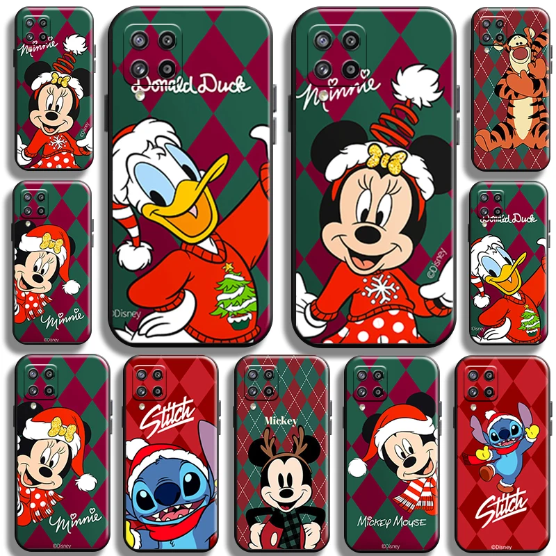 

Disney Cute Mickey Stitch Duck Phone Case for Samsung Galaxy A22 A22 5G Black Carcasa Soft Cover Liquid Silicon funda Shell