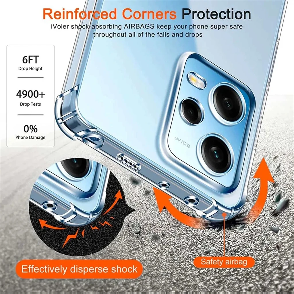 Прозрачный чехол из ТПУ для Xiaomi Redmi Note 12 Pro 4G 5G 12S 11 10 S