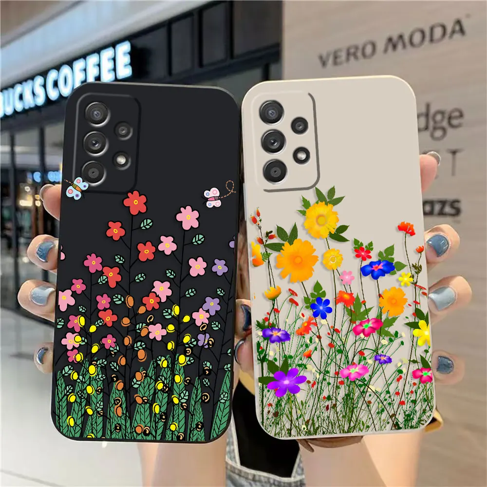 

Small Flower Fresh Funda Case For Samsung A91 A73 A72 A71 A53 A52 A51 A42 A33 A32 A23 A22 A12 A22S A02S AO3S 4G 5G Colour Case