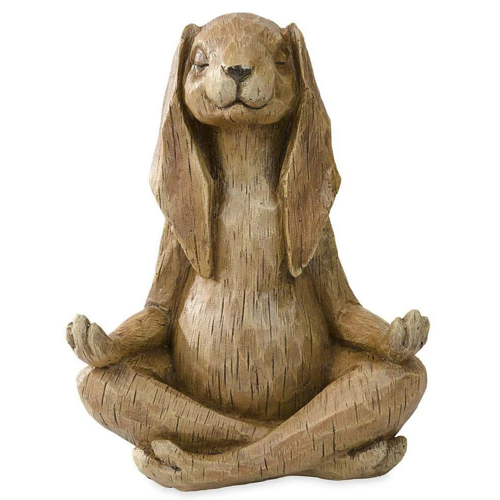 

Садовый декор, медитационная скульптура Зен в виде животного, Йога, жест, кролик, статуя бонсай, фонтан, ремесла, кабинет, садовое украшение