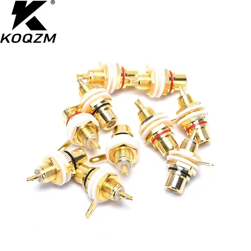 

10Pcs Panel Mount Gold Plated RCA Female Plug Jack Audio Socket Amplifier Chassis Phono Connector With Nut Solder Cup
