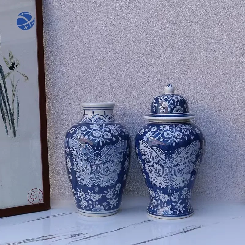 Цзиндэчжэнь высококачественная роскошная сине-белая банка с имбирем ручная