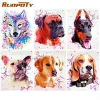 ruopoty paint by numbers for adults colorful wolf head animal picture by number handmade 60x75cm frame home decor photos
