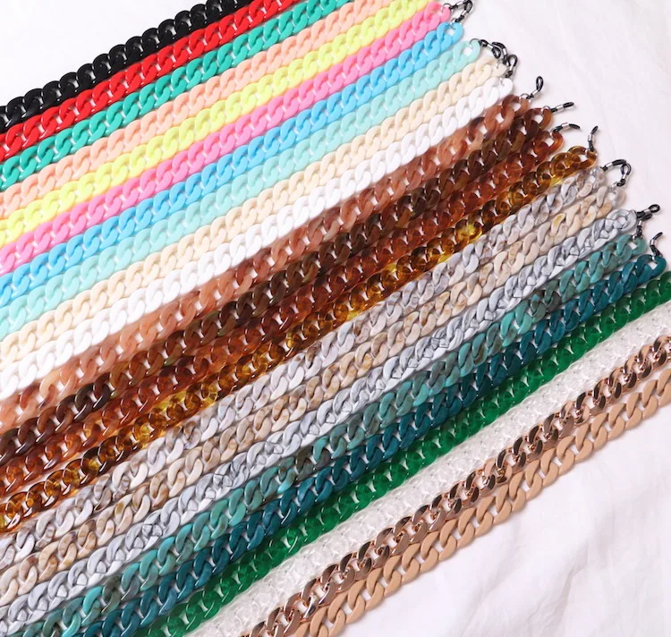 

5 Colors Fashion Women Eyeglass Chains Wide Acrylic Chains Anti-slip Eyewear Cord Holder Neck Strap Reading Glasses Rope