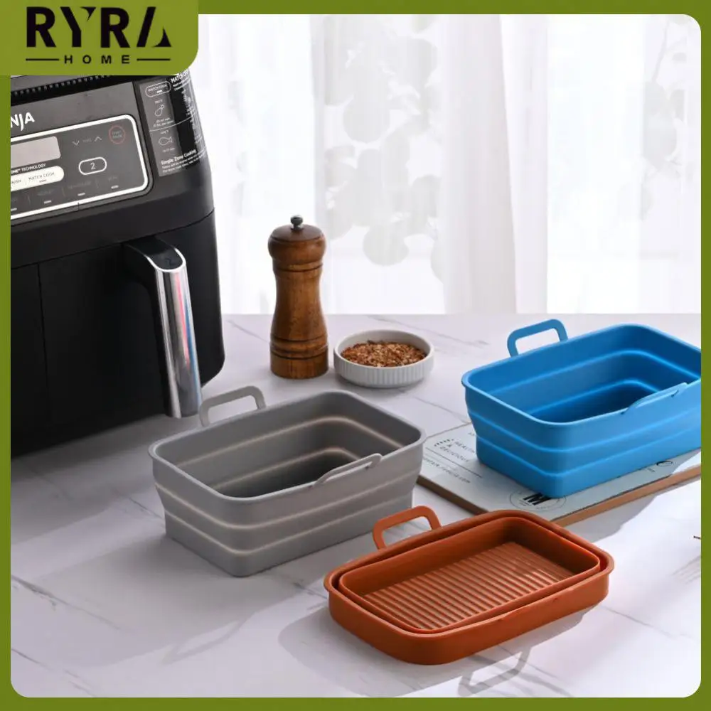 

Baking Tray Collapsible Replace Air Fryer Silicone Pot Reusable Square Liner Basket Replacement Kitchen Accessories Basket Mat