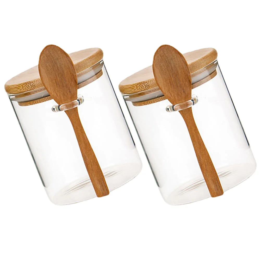 

2 Pcs Food Containers Glass Jars Cereals Large Lid Canisters Airtight Lids Storage Cans for bulk
