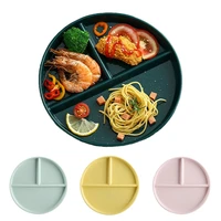 3 divided round food plate breakfast dinner plate baby bowl kids dishes tray food grade plastic heat resistant dinnerware plate