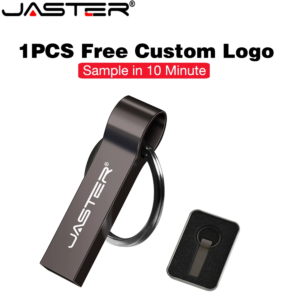 JASTER USB Flash Drive 128GB with Key Chain Metal Pen Drive 64GB Mini Memory Stick 32GB Antimagnetic USB Stick 16GB Wedding Gift