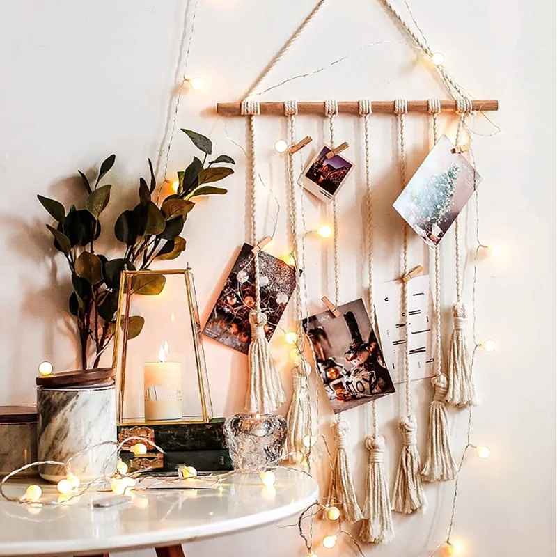 Hanging Photo Display Wall Hanging Pictures Organizer, For Home Office New Year Holiday Card Display