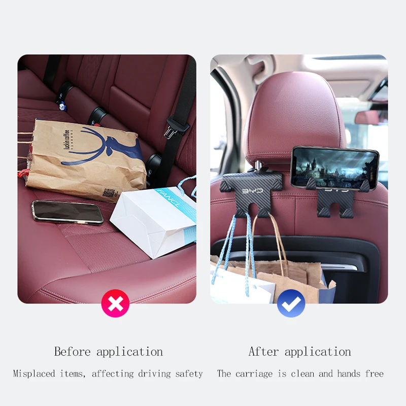 Крючок на подголовник сиденья автомобиля из углеродного волокна 2023 для BYD ATTO 3 Yuan