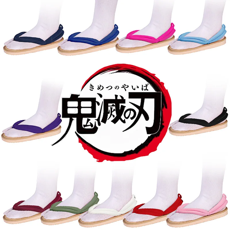EUR Size Demon Slayer Cosplay Shoes Kimetsu No Yaiba Kamado Tanjirou Clogs Sandals Kamado Nezuko Geta Kochou Shinobu Flip Flops images - 6