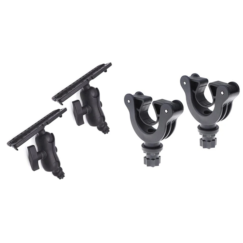 

2Pcs Ball Mount With Fish Finder And Universal Mounting Plate Kayak Accessories With 2Pcs Paddle Holder