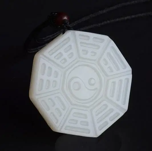 Amulet bagua jade statue Natural Jade Green Necklace Jade Pendant Hand Carving Jewelry Fashion Amulet Men Women Gifts