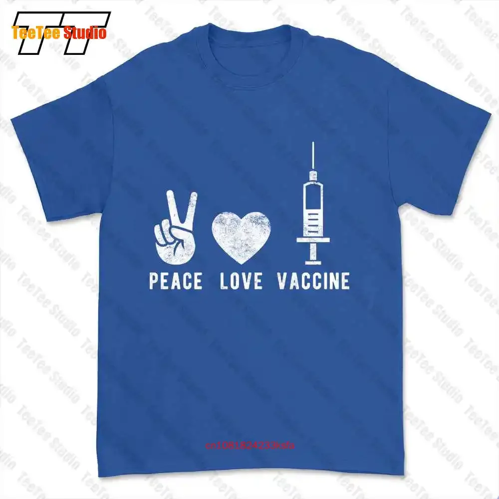 Забавная футболка с рисунком Peace Love Vaccine Social Distance HQB0