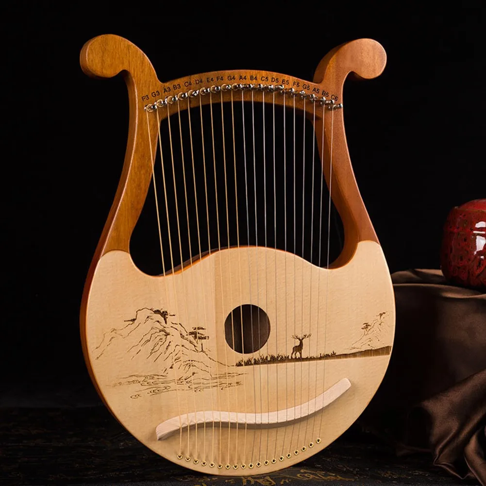 

Brand New 19 String Lyre Harp Mahogany Music Instrument With Spare Strings Tuning Wrench Greek Classical Musical Instrument