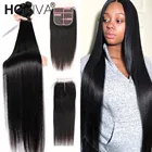 4x4 кружевные застежки пряди, прямые человеческие волосы с застежкой, бразильские волосы Remy, 3 пряди застежкой