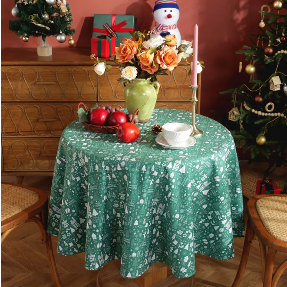 

Скатерть круглая Новогодняя и Рождественская, в американском стиле