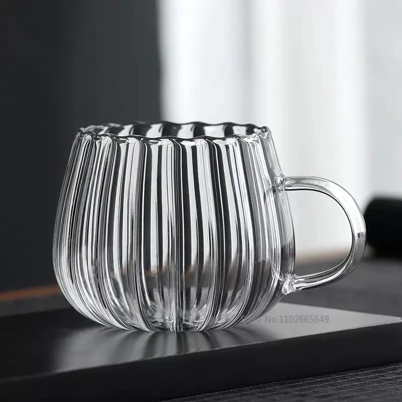 

1/2PC Japanese Stripes Glass Heat-Resistant with Handle Mug Breakfast Milk Cup Cute Office Home Coffee Mugs Pattern Drinkware