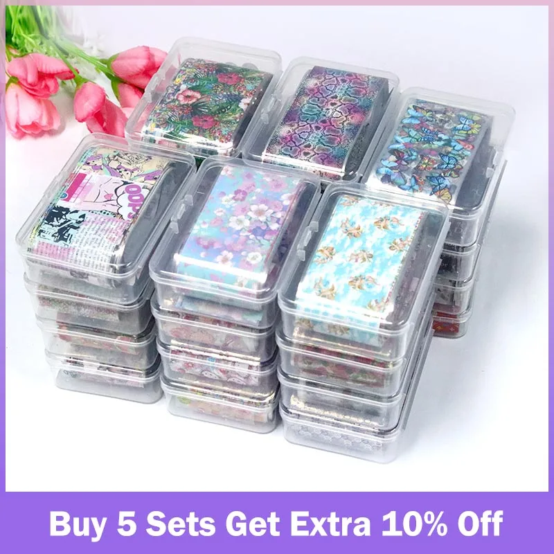 

10 Rolls Nail Transfer Foils Animal Flowers Print Stickers Snake Fruits Design 4*100cm Manicure Accessories Art Sliders Decals