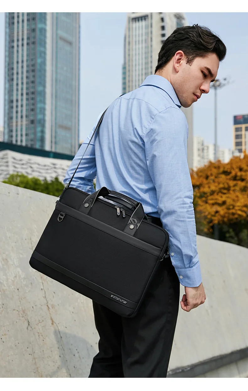 New Men's Business Briefcase Commuting Large Capacity Waterproof Tote Office Bag Single Shoulder Laptop Bag Messenger Men Bag