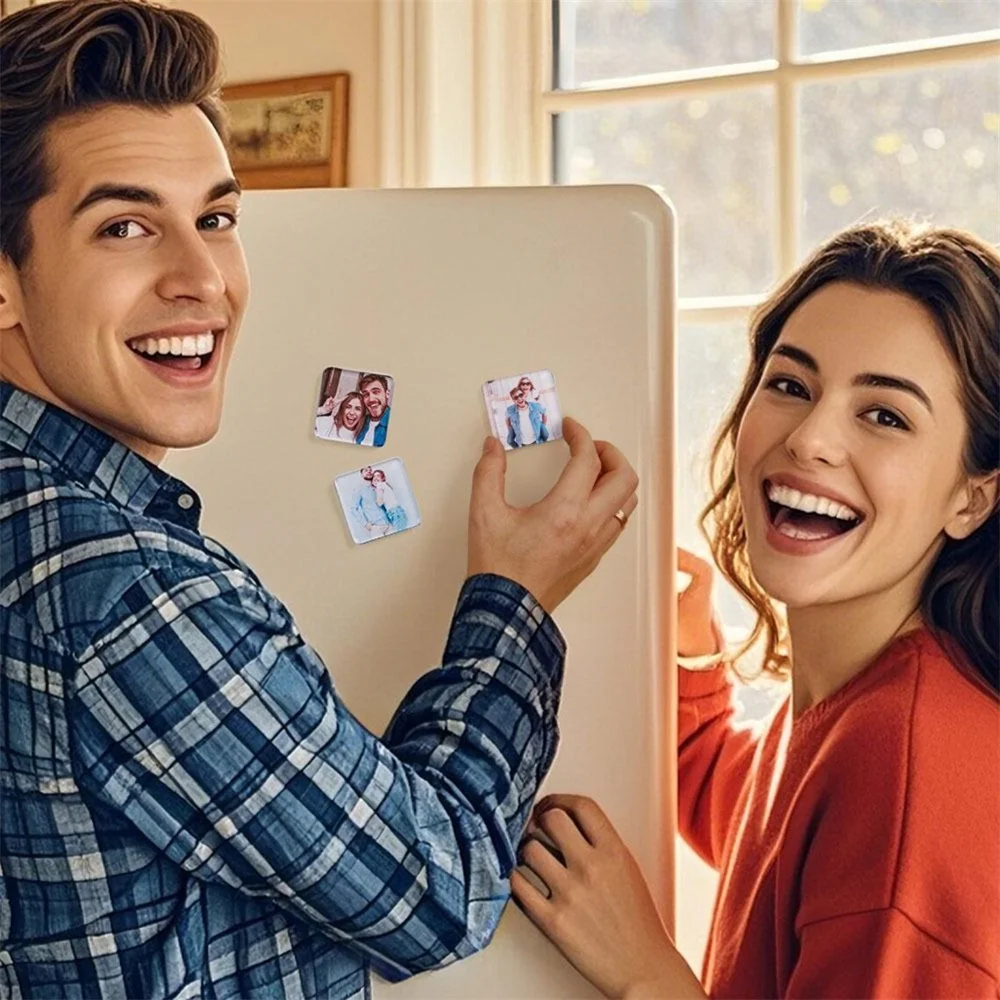 Фото Пользовательские креативные простые наклейки на холодильник серии Love DIY фотографии кристально чистый декор индивидуальный стеклянный магнит на холодильник №3