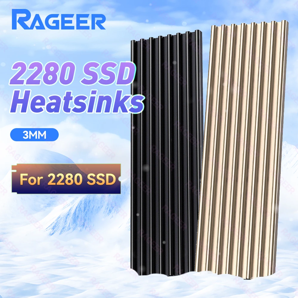 Фото Радиатор SSD RAGEER M.2 с термопрокладкой, кулер из алюминиевого сплава Радиатор M2 с охлаждением 5. ° С-30 ° C подходит для твердотельного накопителя 2280. №1