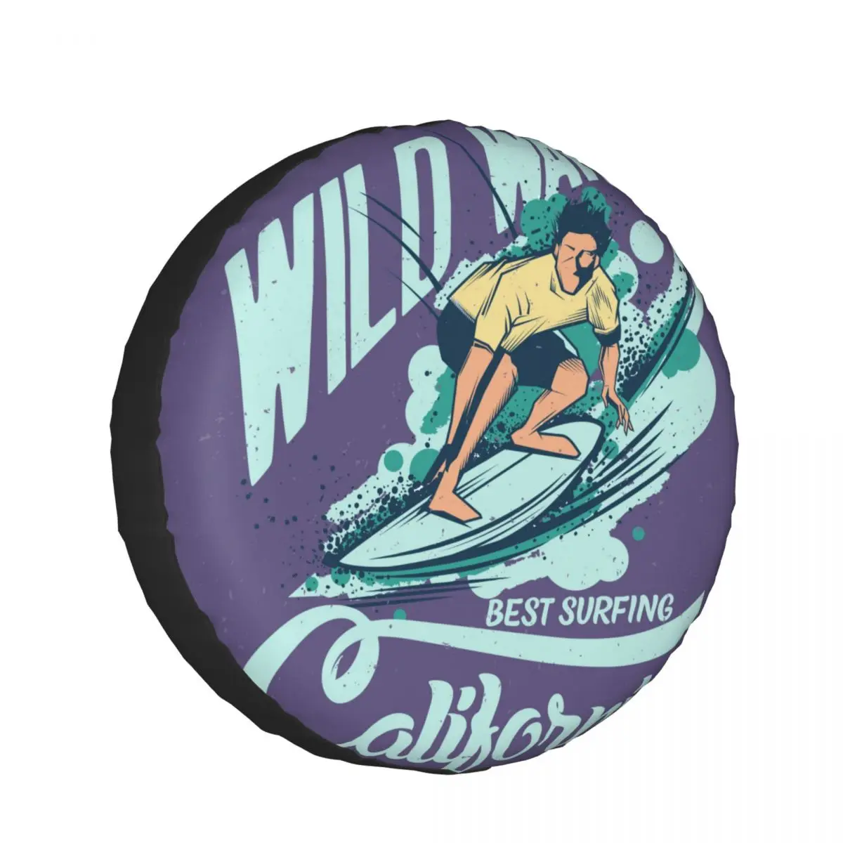 

Universal Car Tire Cover Case Spare Tire Wheel Bag Tyre Spare Storage Cover Polyester Wild Wave California Poster