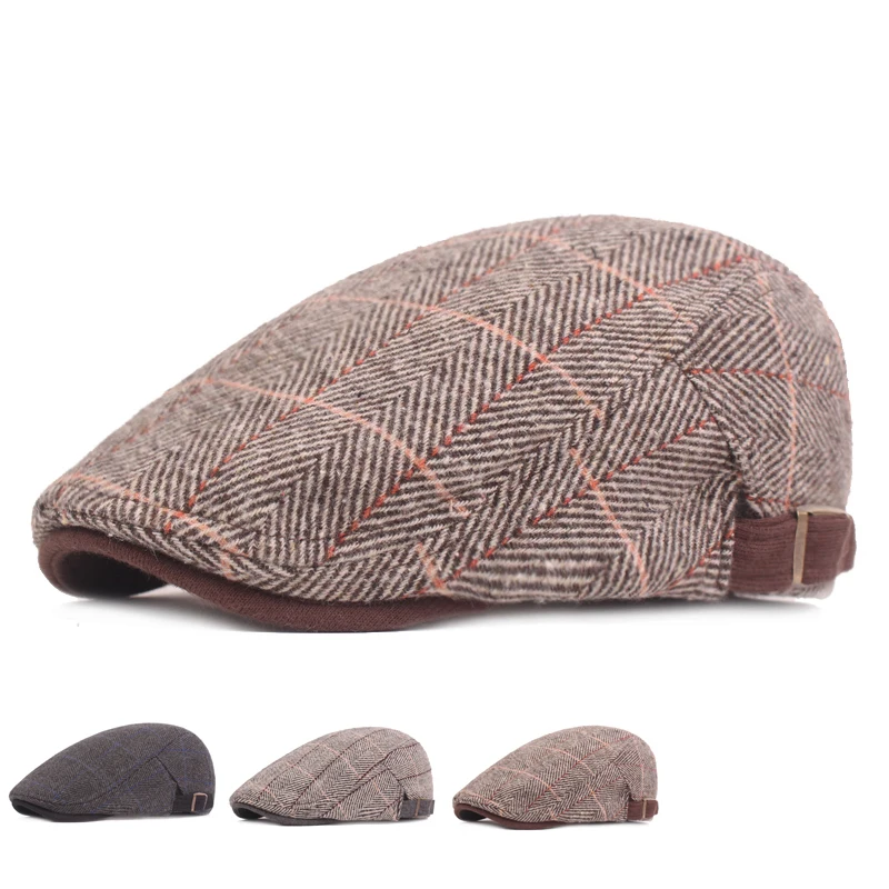 2022 New Men's Casual Newsboy Hat Autumn and winter Outdoor Retro Painter Beret Hat Wild Forward Woolen Hats Women Duckbill Cap