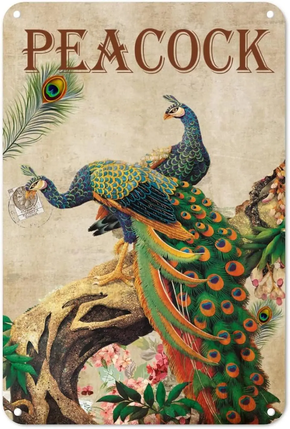 ntque Pecock Tn Sgn Drem Metl 128n Esy Mount Rust-Proof Frmhouse Plque для дома Br Shop Mn Cve Grge