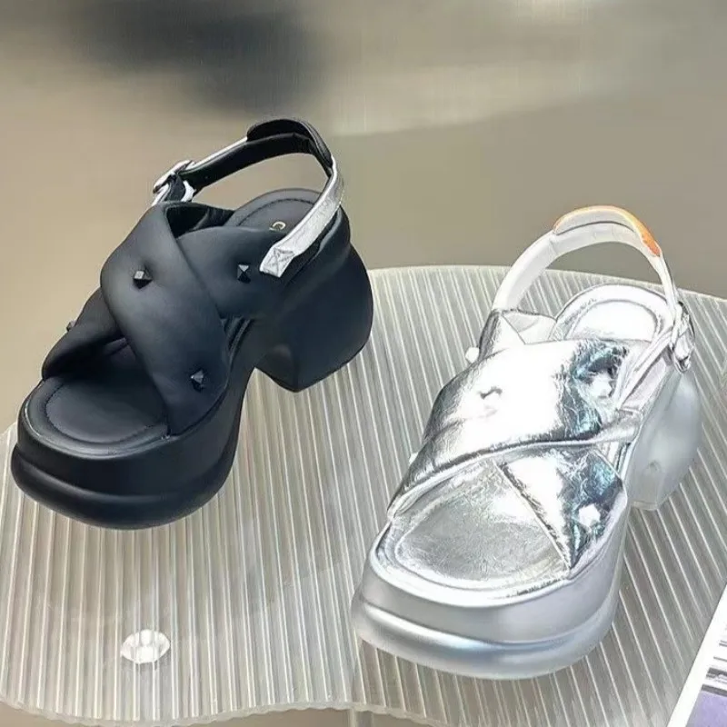 

Женские босоножки на платформе, повседневные босоножки на среднем каблуке, классические туфли-лодочки на толстой подошве, лето 2023