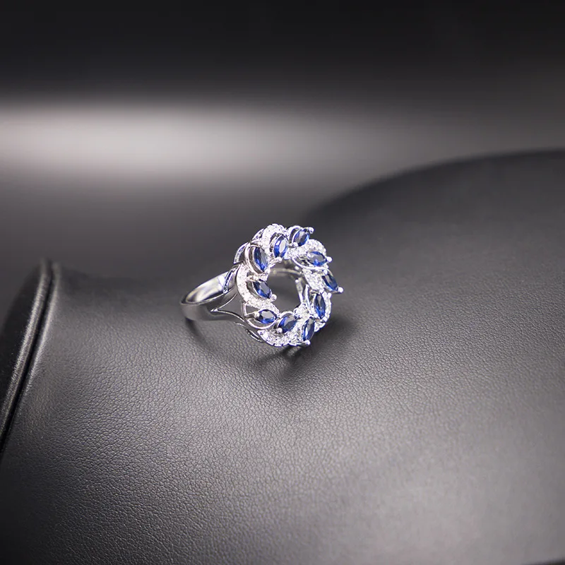 Синий камень круг серебро 925 бижутерия для женщин серьги-капли ожерелье комплект