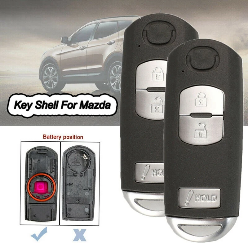 

2PCS Replacement 3Button Remote Key Fob Shell Case for Mazda 3 CX-3 CX-5 9 SKE13D-01