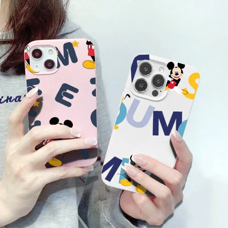 

Bandai Cute Mickey Mouse Funny Phone Case For IPhone 13 12 11 Pro Max Mini Xs Xr X 8 7 Plus Pink White Cover