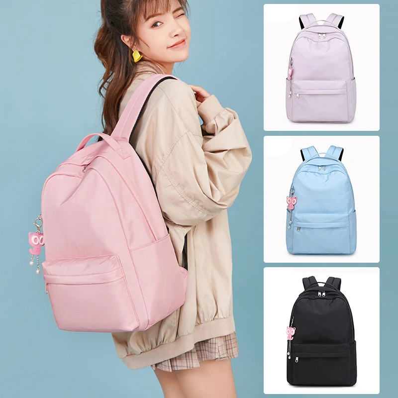 

Women Simple Japan Style Canvas 14" Laptop Backpacks Girls Shopping Travel School Daily Waterproof Cute Bags Ladies