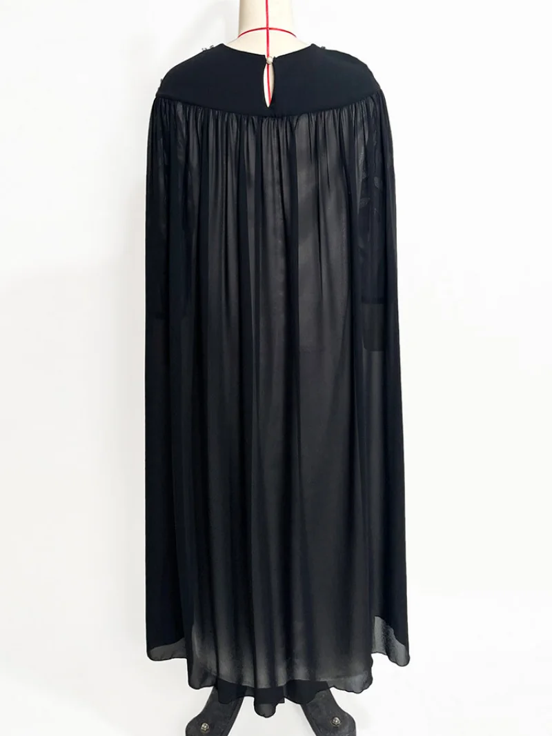 Cloak Evening Dresses  Moroccan Party Kaftan  Women Tulle Embroidered Rhinestone Gulf Banquet Jalabiya Muslim Dubai Black Abayas