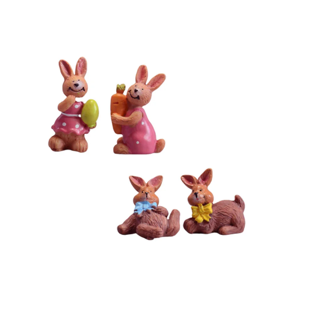 

4 Pcs Resin Crafts Cute Mini Animal Model Toy Bunny Rabbit Resin Ornament Desktop Accessories Ornaments Dining Table