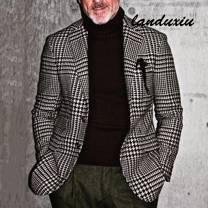 

Приталенный клетчатый Повседневный однобортный костюм, блейзеры, деловые куртки, одежда с длинным рукавом, весна-осень 2022, landuxiu