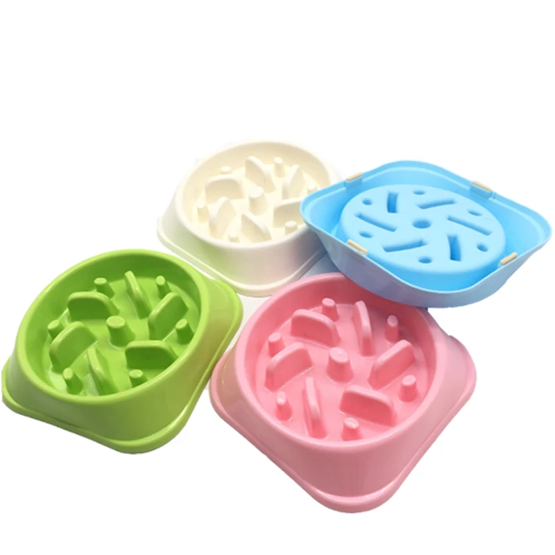 

Plastic Dog Bowl Pet Slow Eating Feeder Puppy Cat Food Dish Anti-gulping Feeding Plate Non Slip Doggy Bowls Pet Kitten Feeders