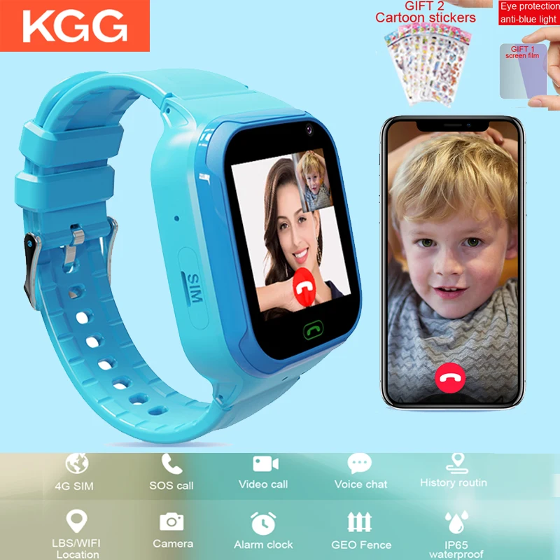 Фото Детские часы 4G видеозвонок телефон WIFI LBS SOS водонепроницаемые детские умные