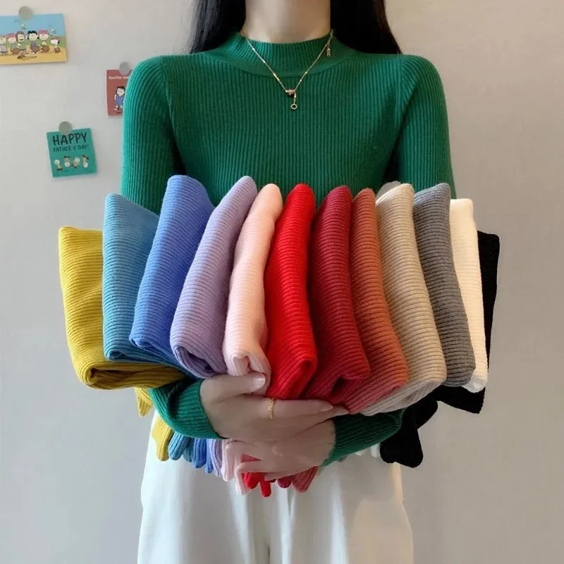 

Осенний Женский пуловер, свитер, Женская Базовая водолазка, вязаные свитера, Женский мягкий джемпер с длинным рукавом, топы 2023