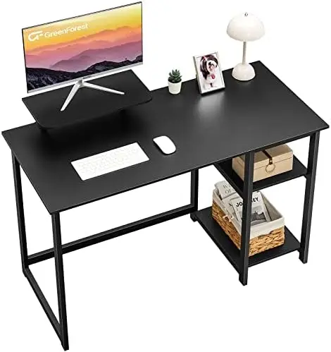 

Office Computer Desk with Monitor Stand and Reversible Storage Shelves,47 inch Modern Writing PC Work Table,Easy Assembly,Walnut