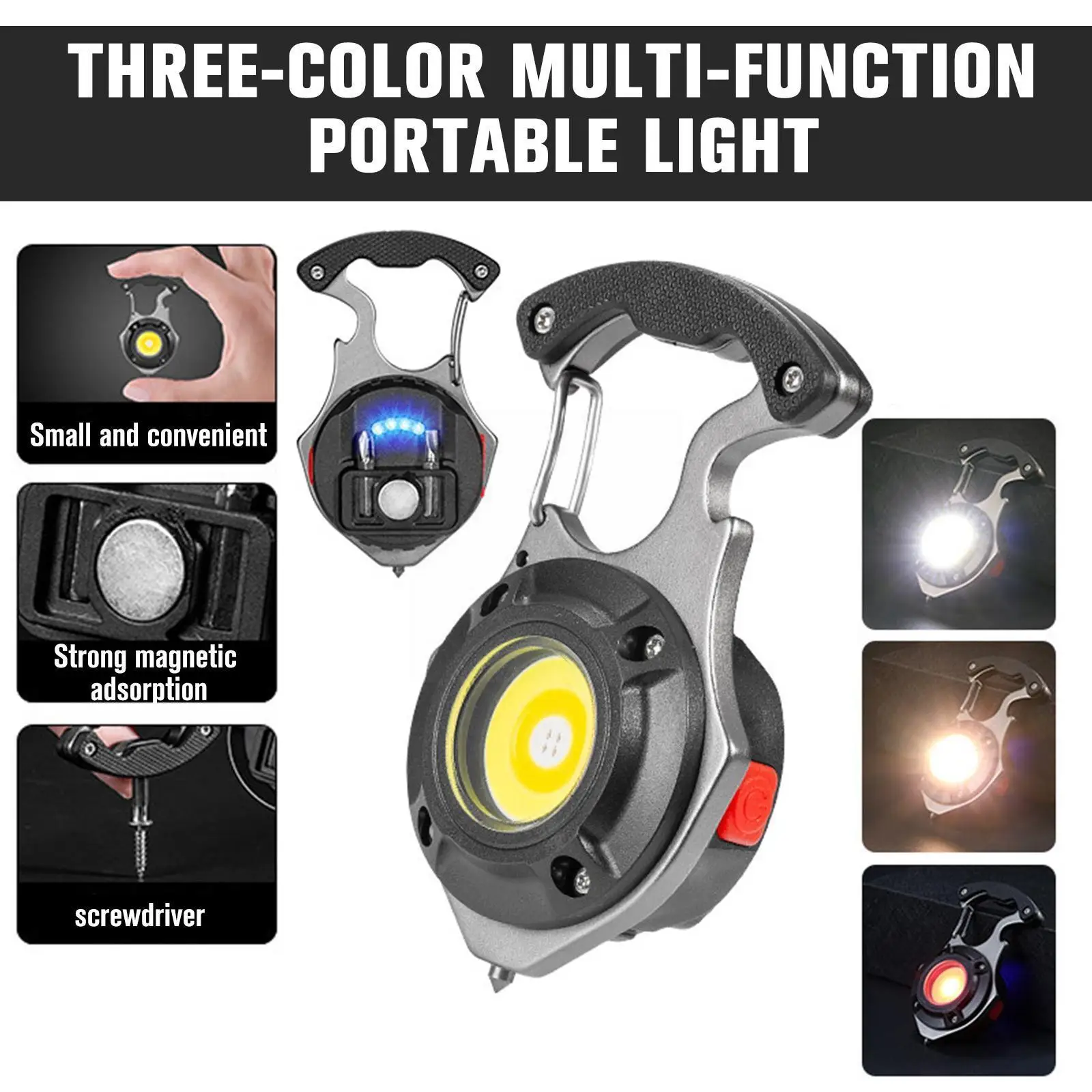 

Mini Led Colorful Light-emitting Small Flashlight Buckle, Usb Charging Light Strong Can Open Bottle Suitable For Outdoo R6w1