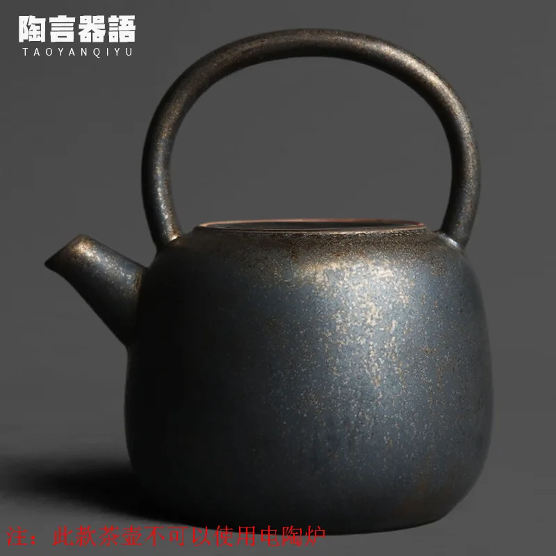 

Японская Ретро керамика Yuanrong чайник с кольцевой ручкой обжаренный бронзирующий поделки дзен чайный стол свеча спиртовой теплый чайник кру...